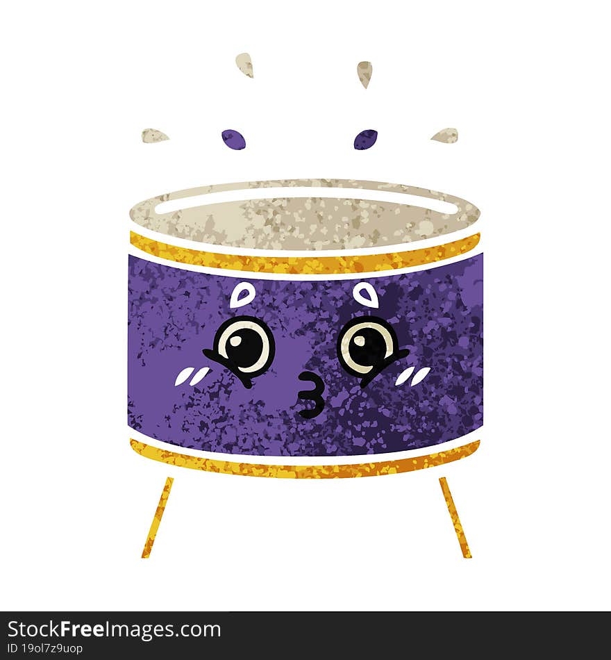 Retro Illustration Style Cartoon Drum