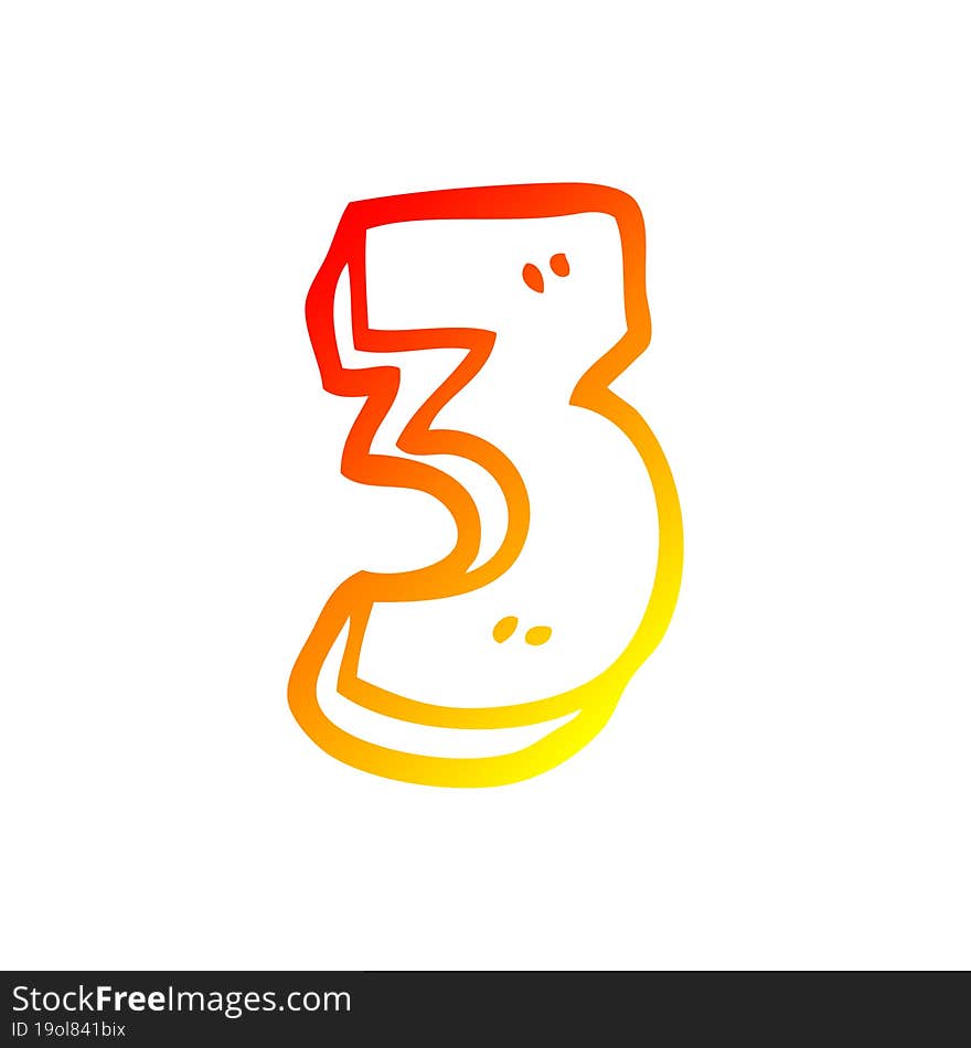 warm gradient line drawing cartoon number three