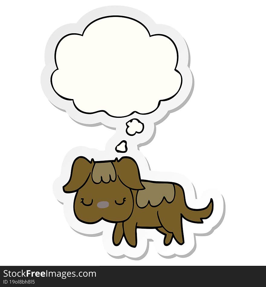 cartoon dog with thought bubble as a printed sticker