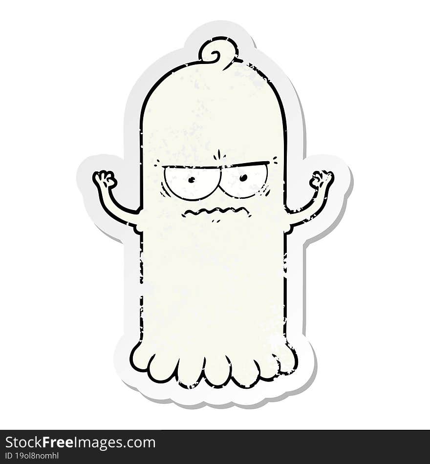 distressed sticker of a cartoon ghost