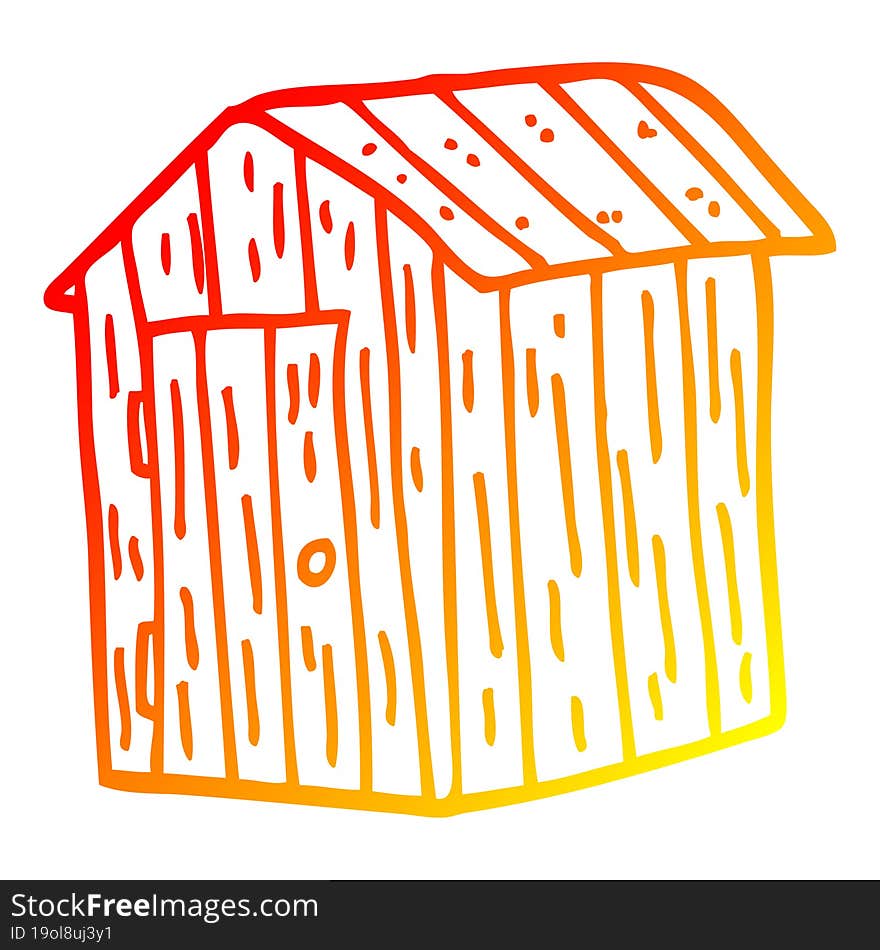 warm gradient line drawing cartoon wooden shed