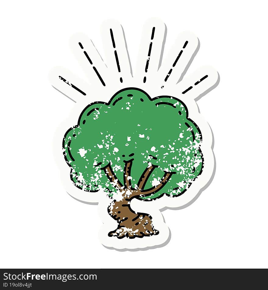 grunge sticker of tattoo style tree