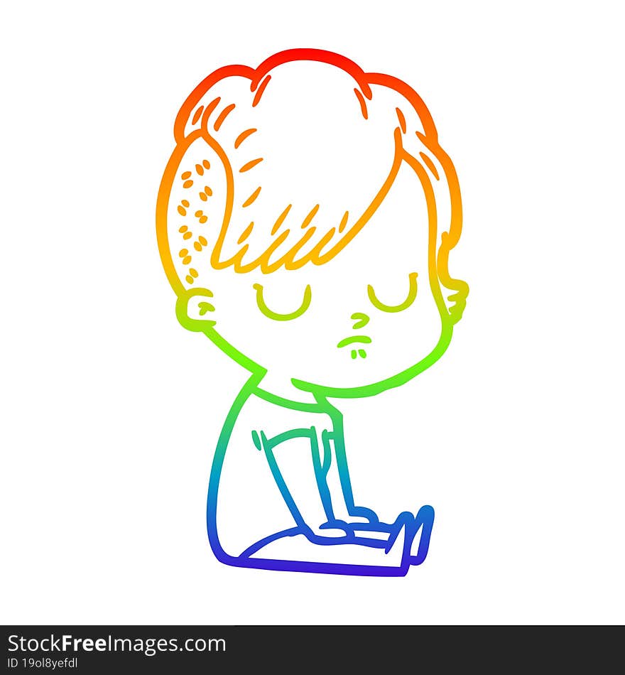 rainbow gradient line drawing of a cartoon woman