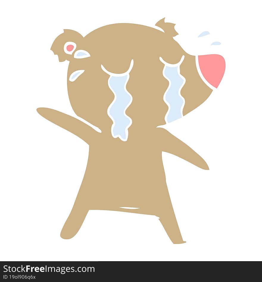 flat color style cartoon crying bear