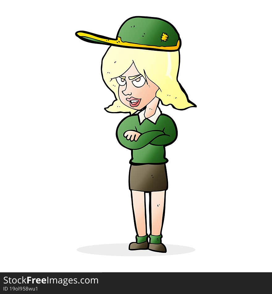 cartoon woman in uniform