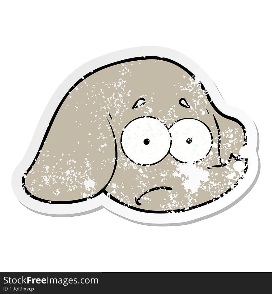 distressed sticker of a cartoon elephant face