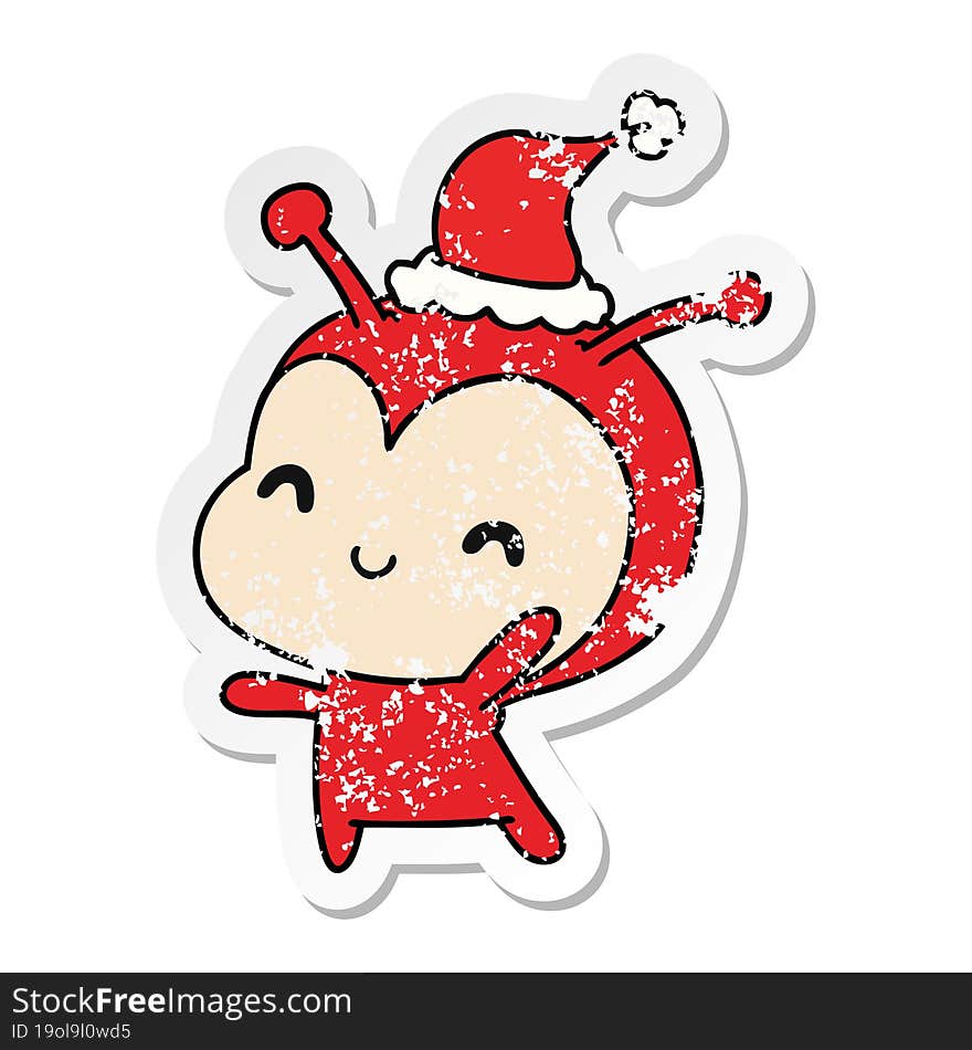 Christmas Distressed Sticker Cartoon Of Kawaii Lady Bug