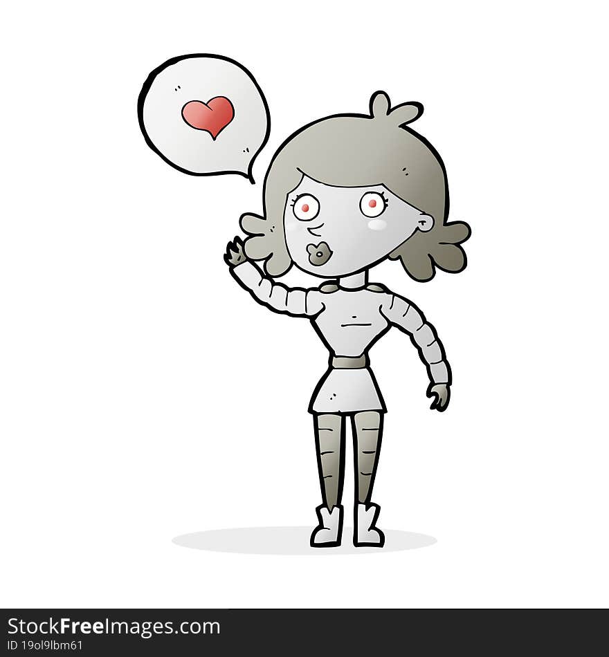 cartoon robot woman in love