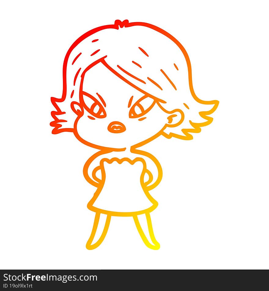 warm gradient line drawing of a cartoon stressed woman