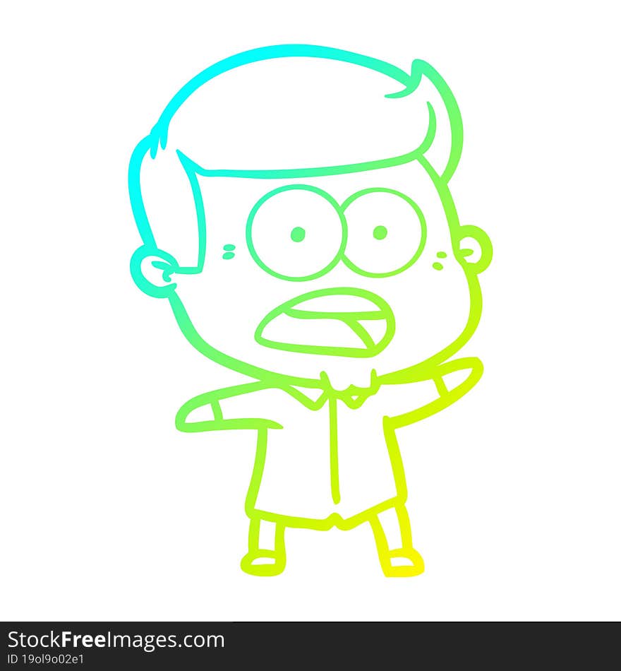 cold gradient line drawing cartoon shocked man