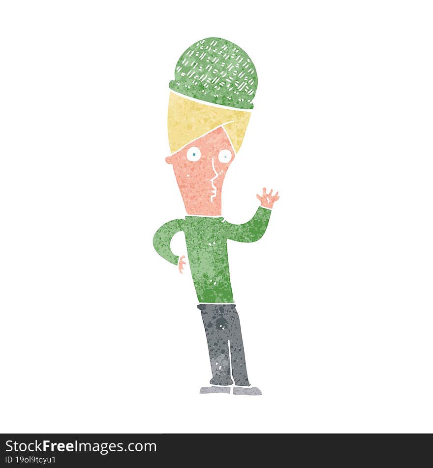 cartoon man wearing winter hat