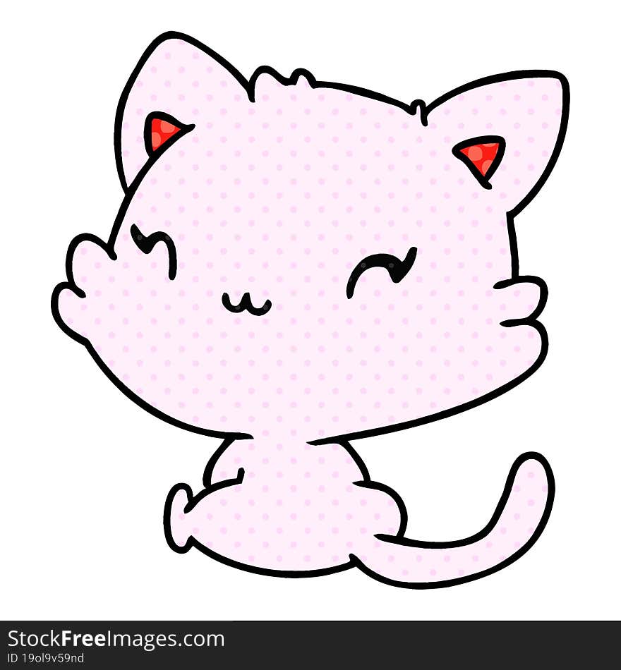 Cartoon Of Cute Kawaii Kitten