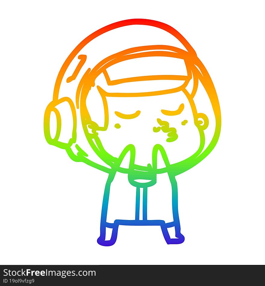 rainbow gradient line drawing cartoon confident astronaut