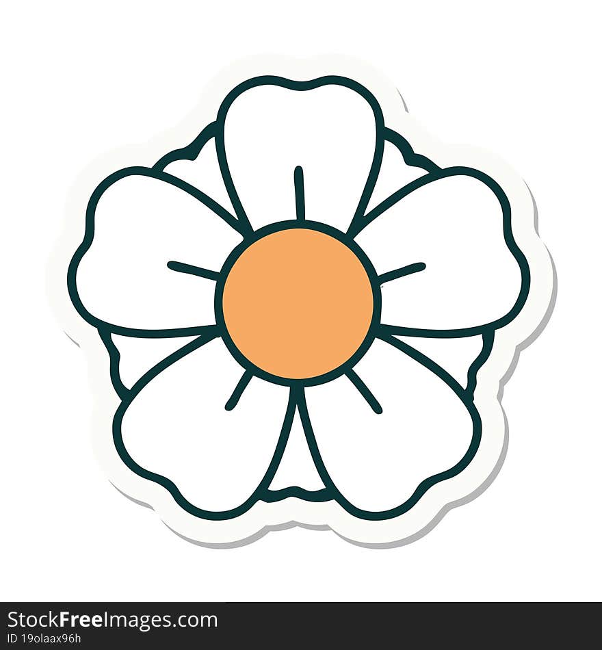 sticker of tattoo in traditional style of a flower. sticker of tattoo in traditional style of a flower