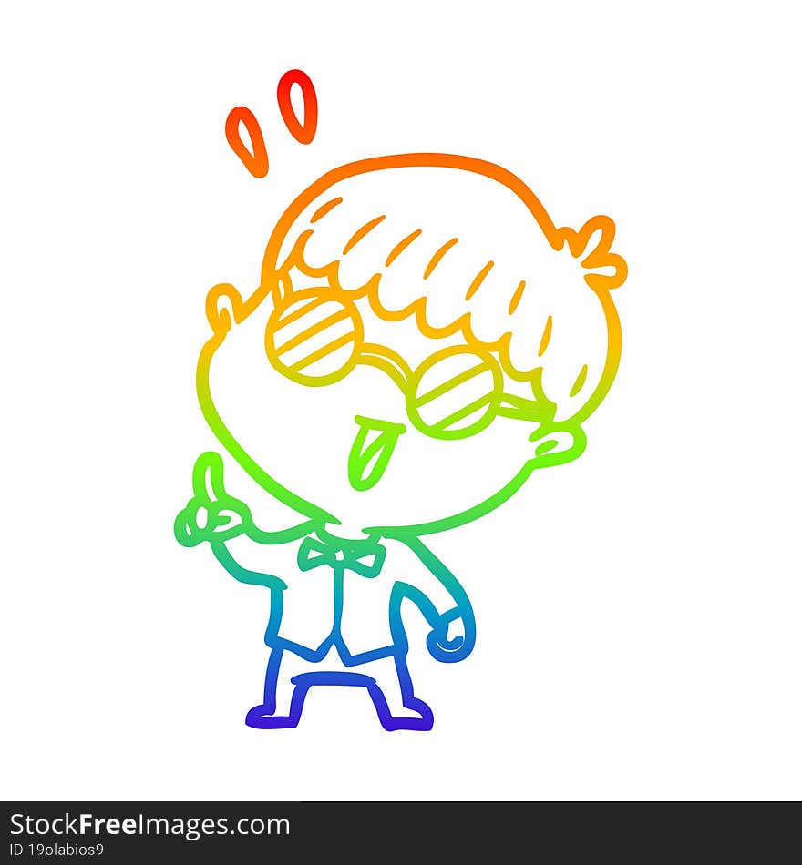 rainbow gradient line drawing clever boy with idea