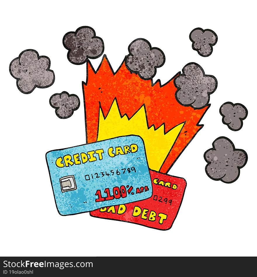 Textured Cartoon Credit Card Debt