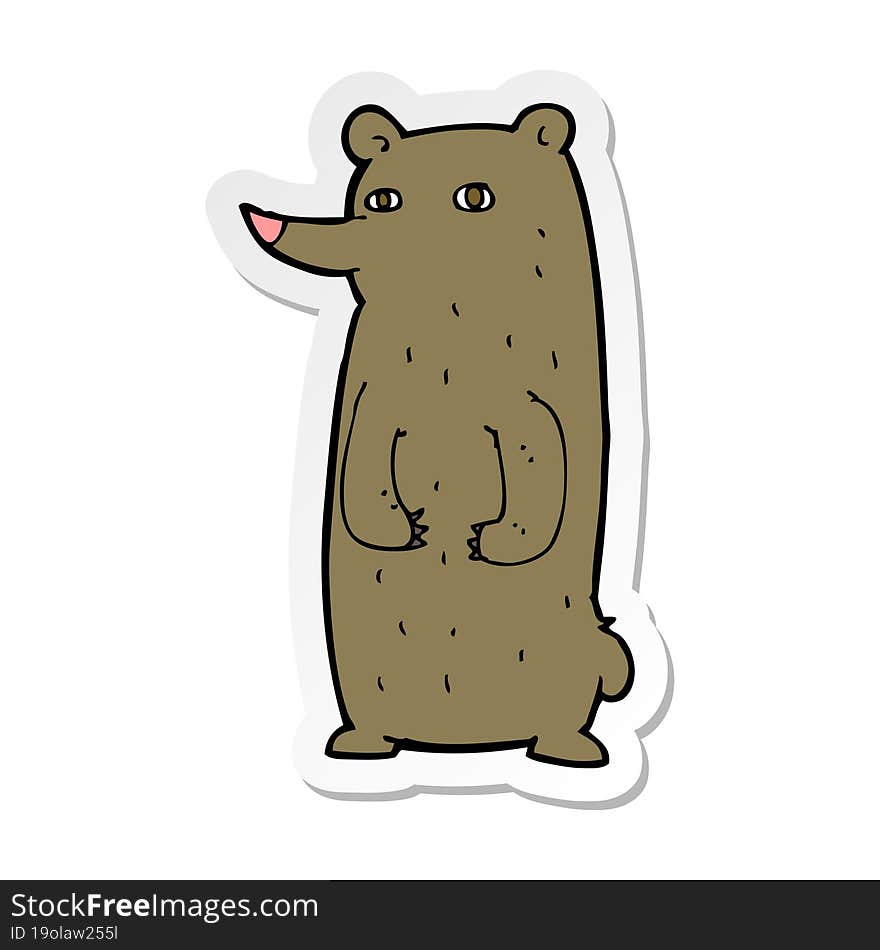 Sticker Of A Funny Cartoon Bear