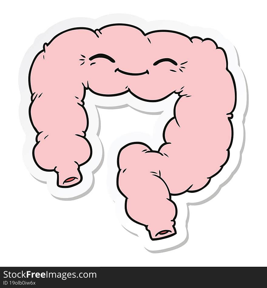 Sticker Of A Cartoon Happy Colon