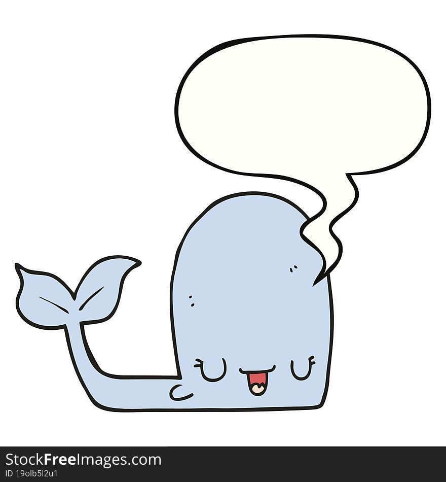 Cartoon Happy Whale And Speech Bubble