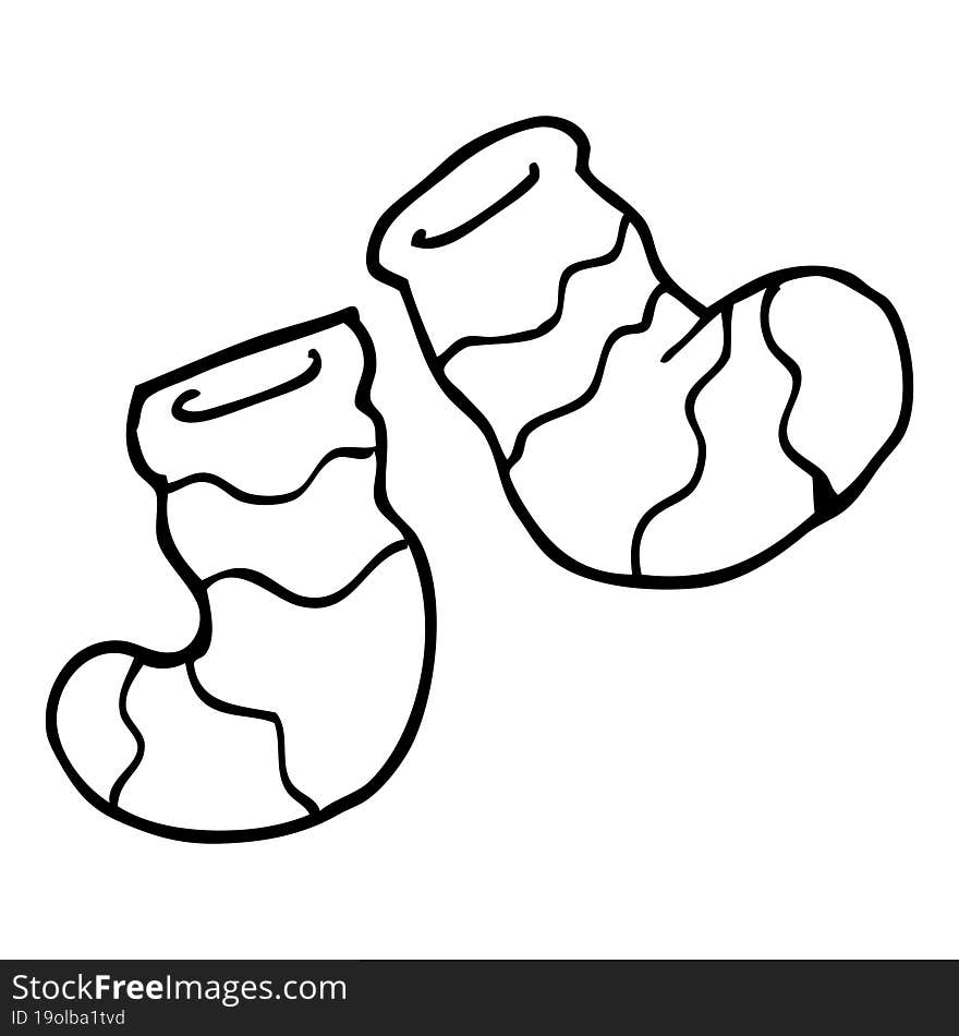 line drawing cartoon striped socks