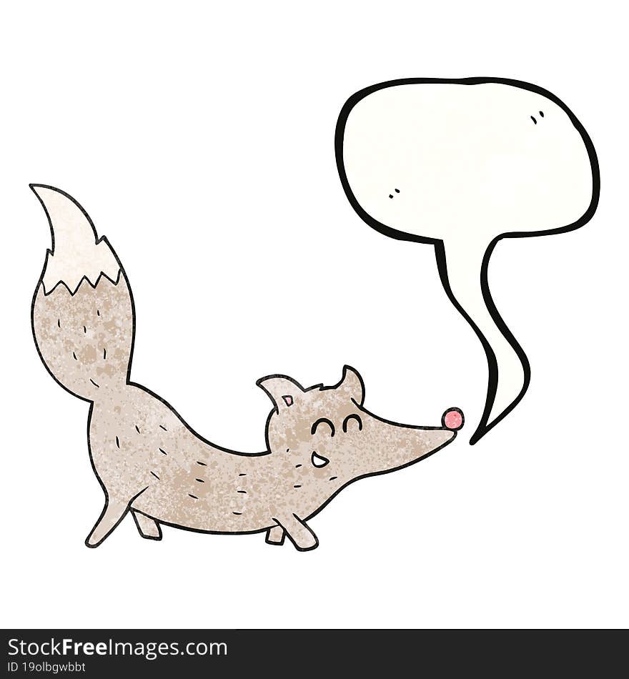 speech bubble textured cartoon little wolf