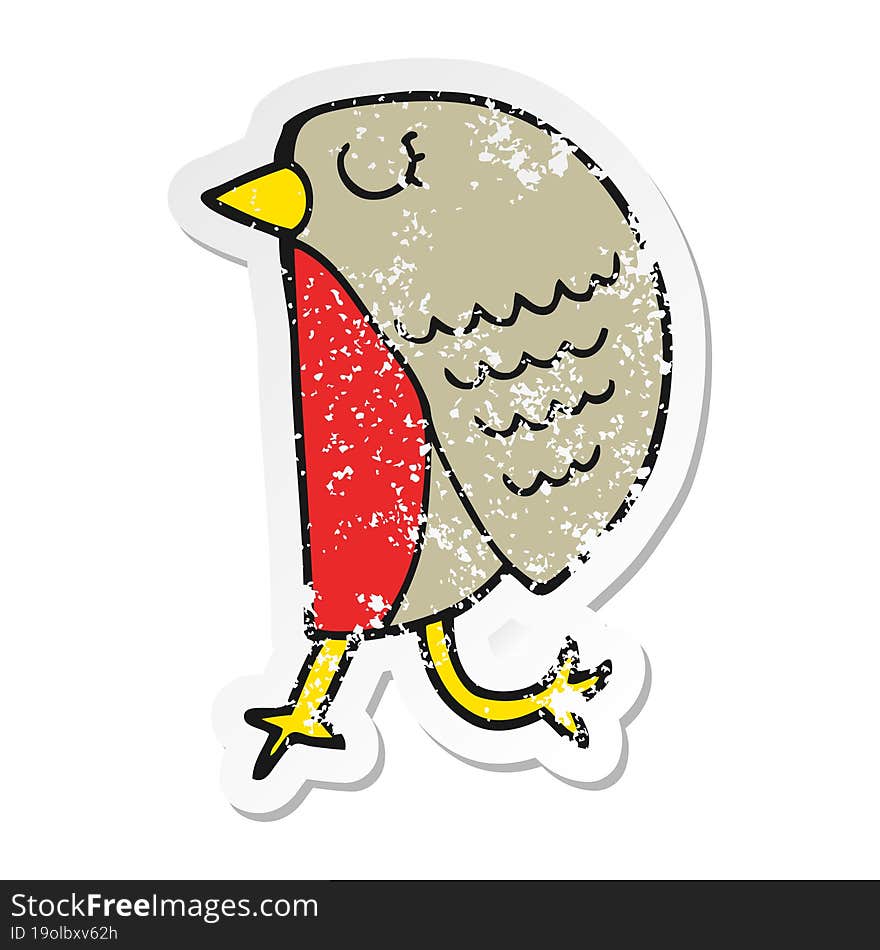 Distressed Sticker Of A Cartoon Bird