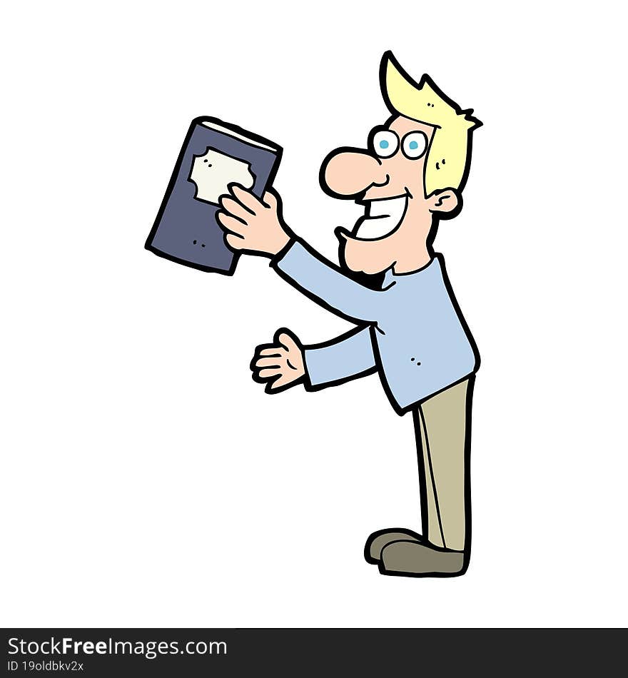 cartoon man with book