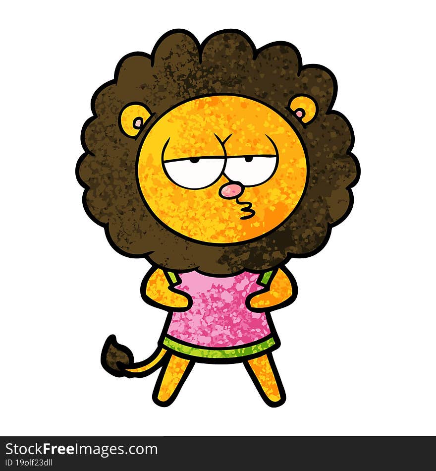 cartoon bored lion. cartoon bored lion