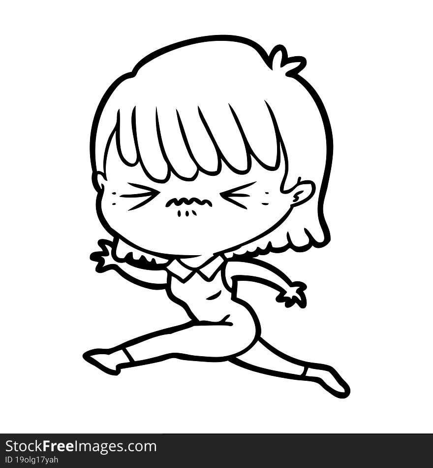 cartoon woman jumping. cartoon woman jumping