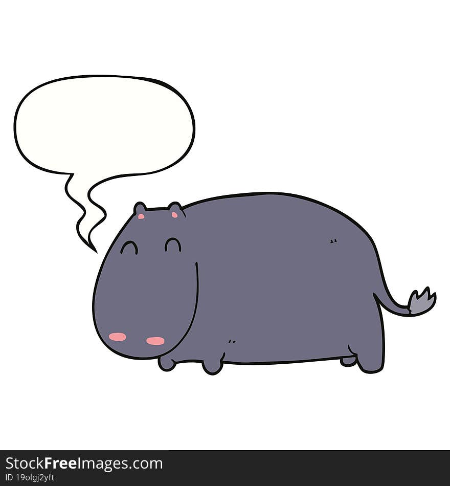 Cartoon Hippo And Speech Bubble