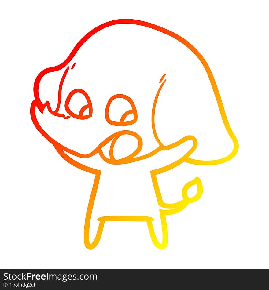 Warm Gradient Line Drawing Cute Cartoon Elephant