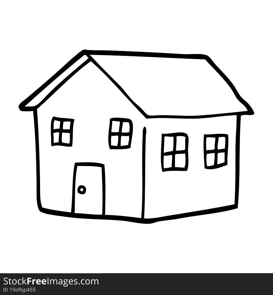 line drawing cartoon traditional house