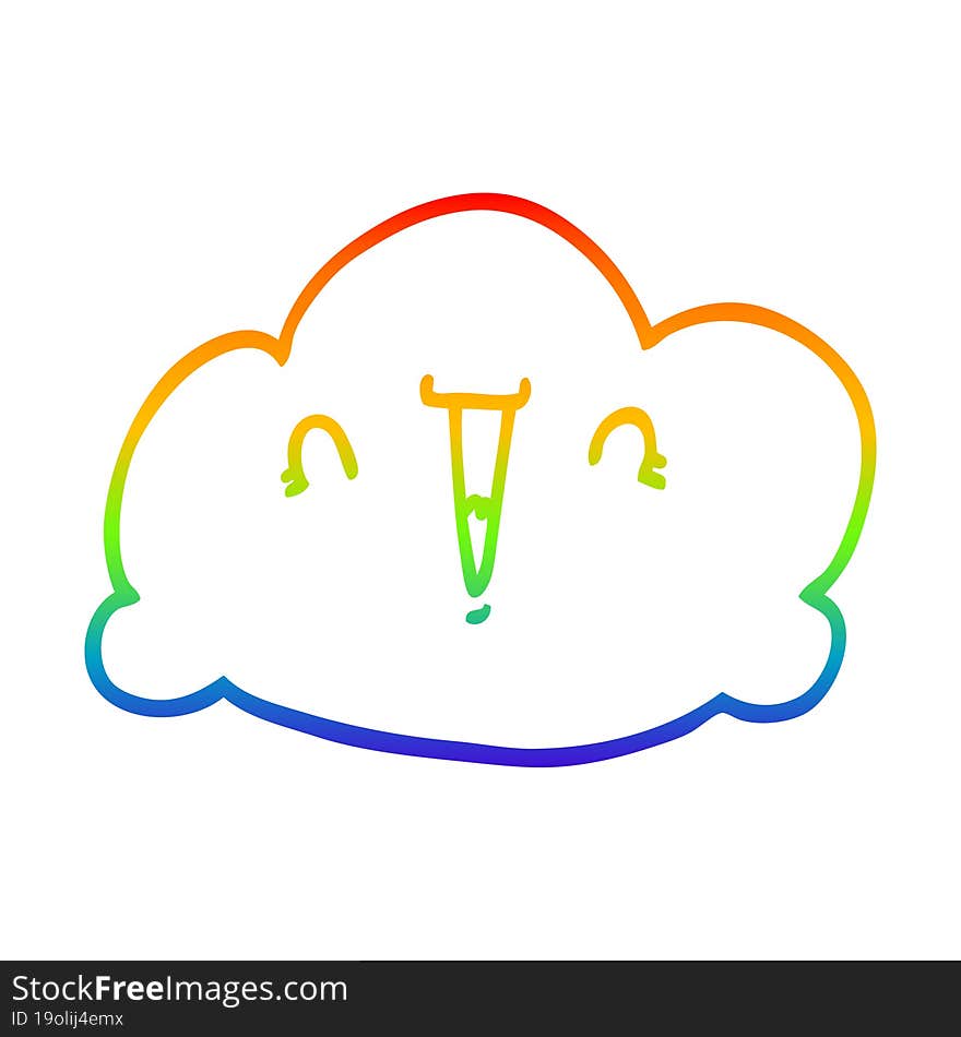 rainbow gradient line drawing cartoon cloud