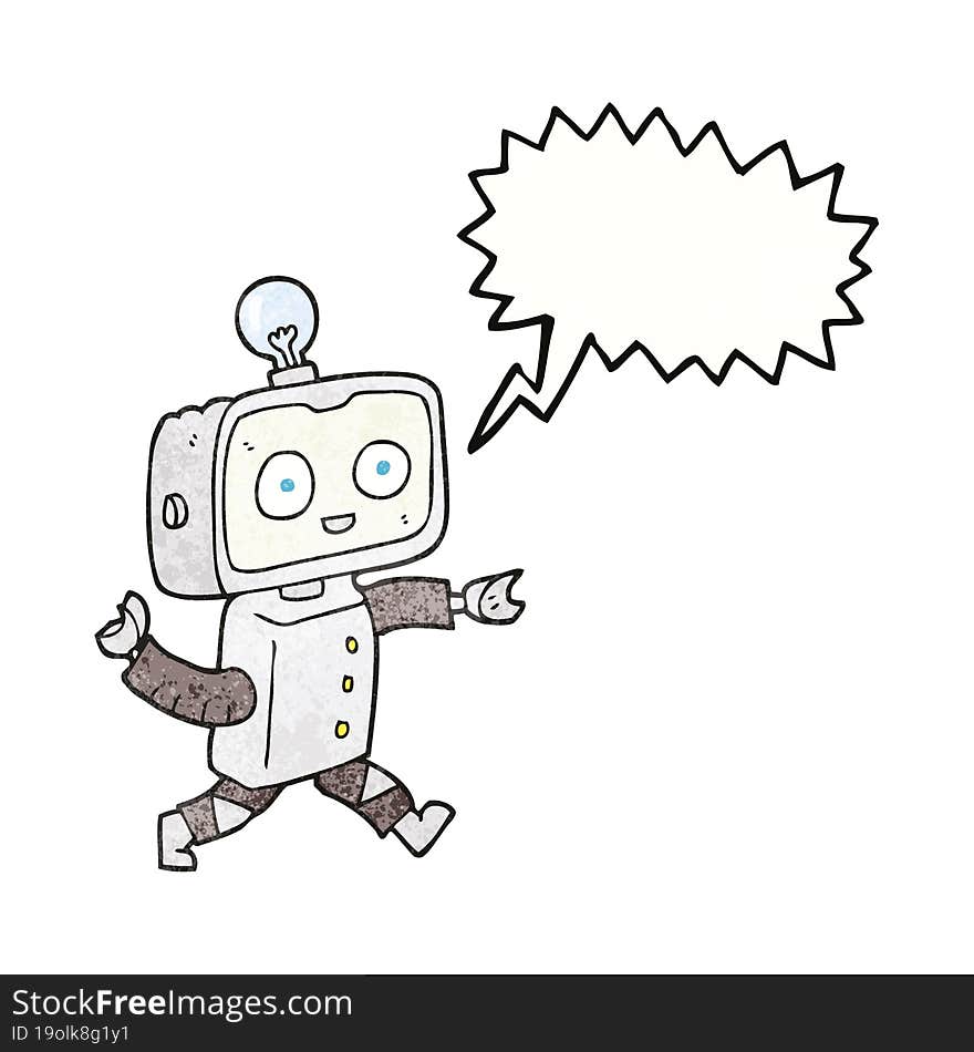 speech bubble textured cartoon robot