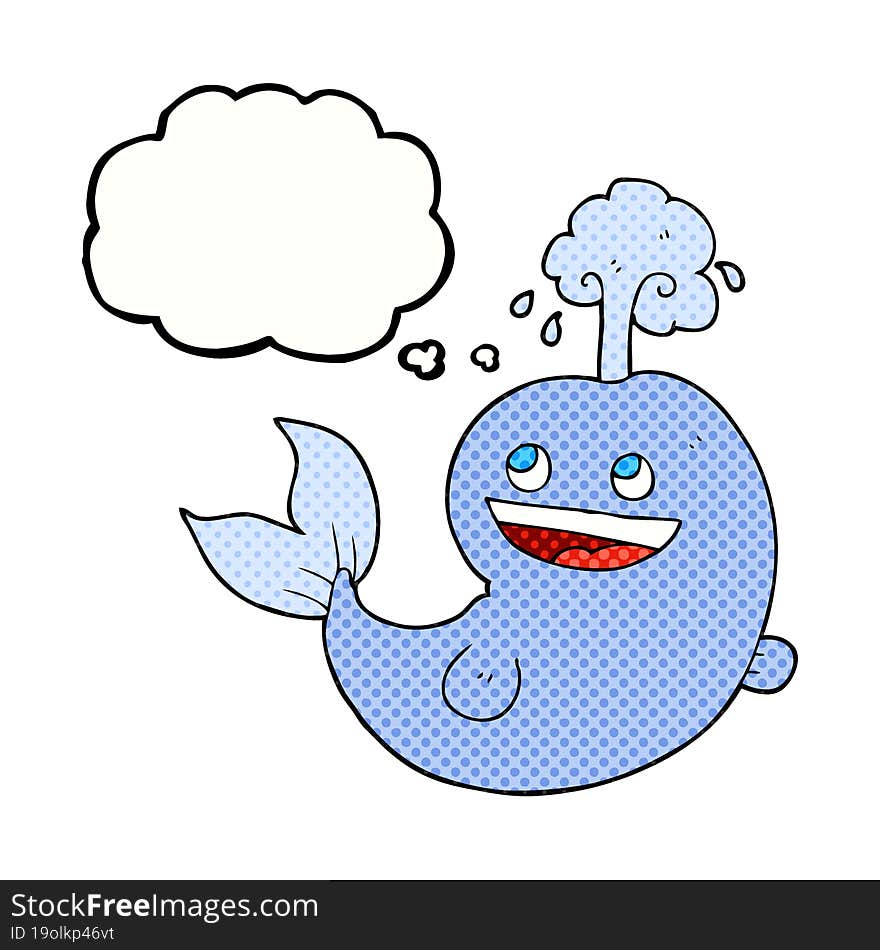 freehand drawn thought bubble cartoon whale spouting water