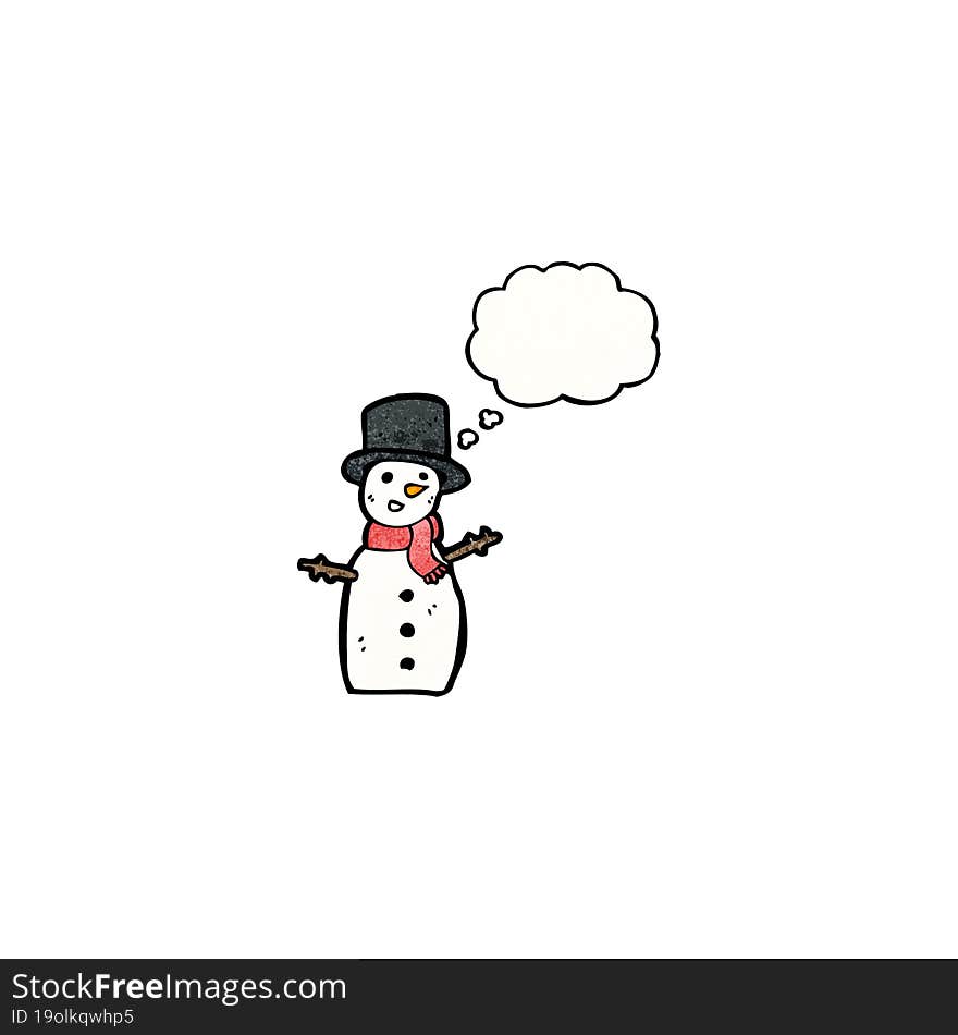 Cartoon Snowman In Top Hat