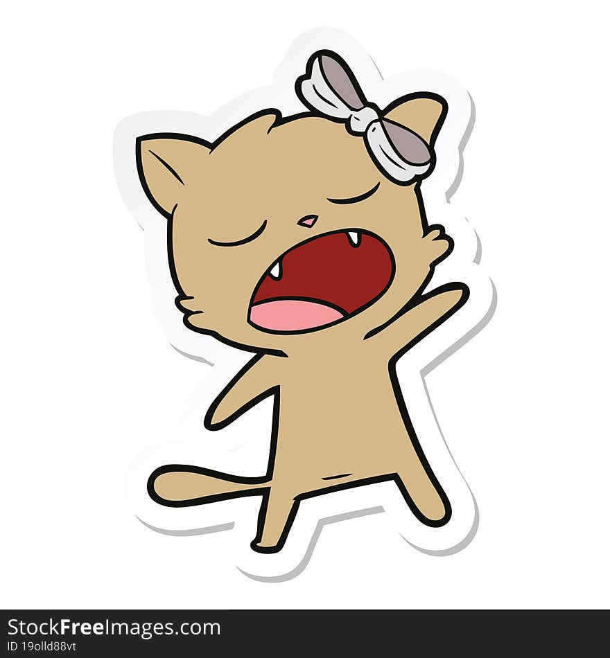 sticker of a cartoon singing cat