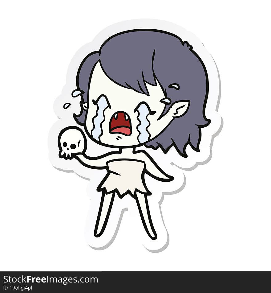 Sticker Of A Cartoon Crying Vampire Girl