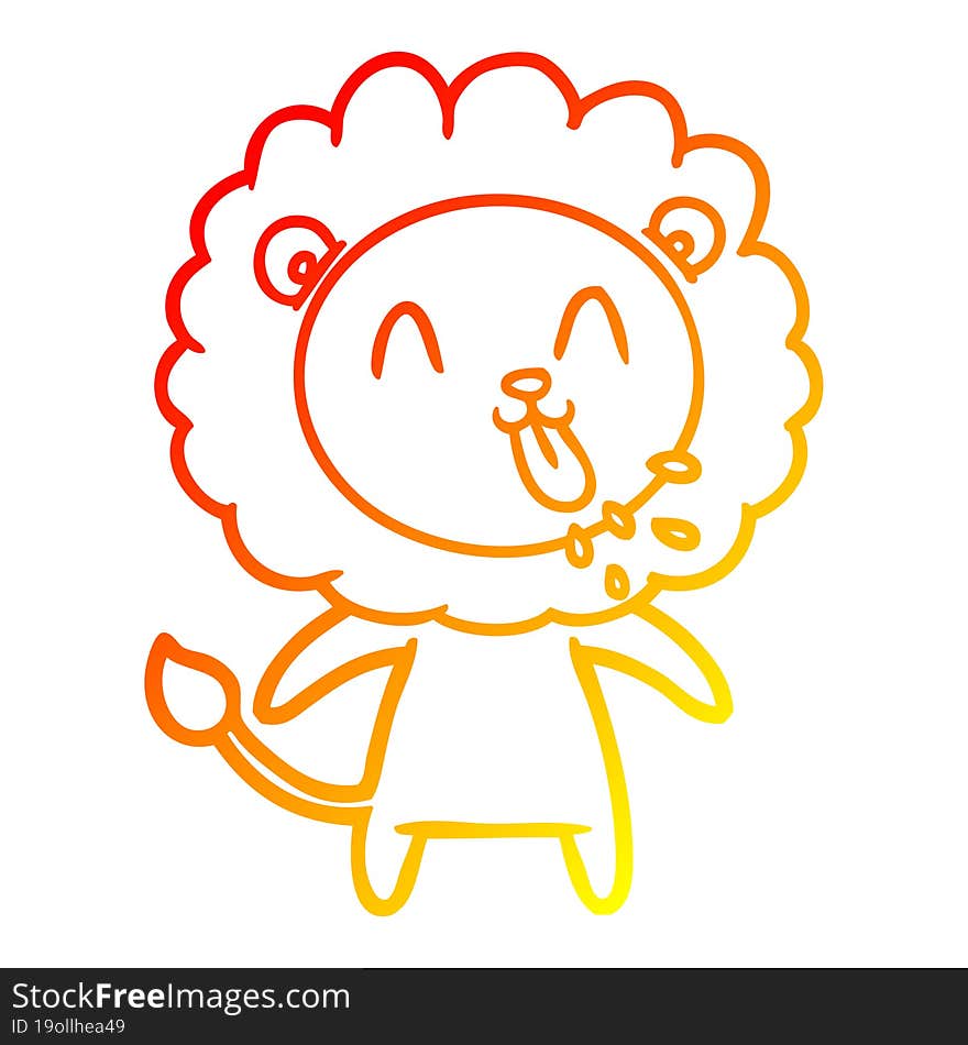 warm gradient line drawing happy cartoon lion