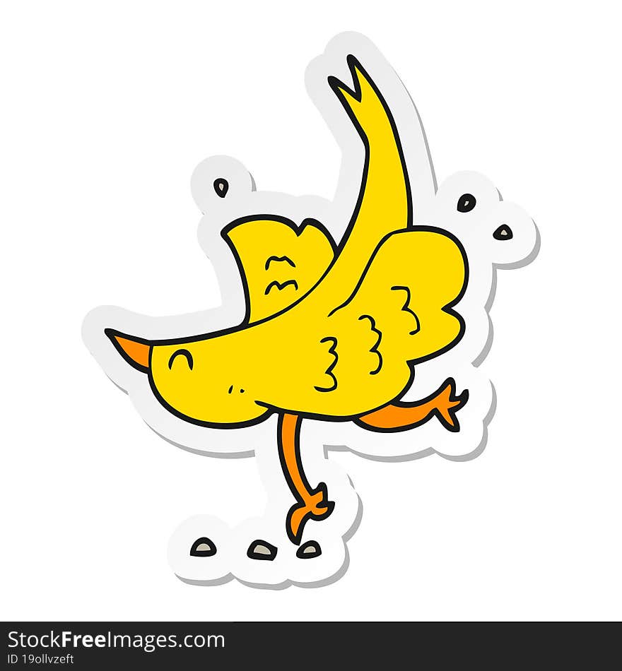 Sticker Of A Cartoon Bird