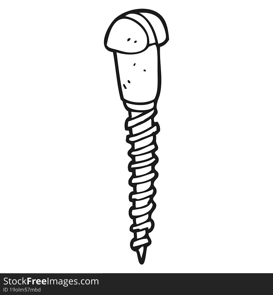 black and white cartoon screw