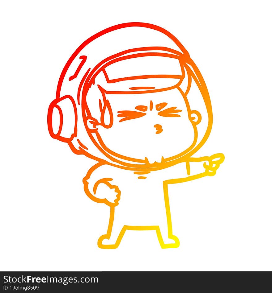 warm gradient line drawing cartoon stressed astronaut