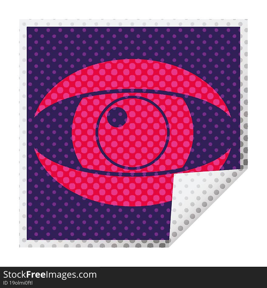 staring eye graphic vector square peeling sticker. staring eye graphic vector square peeling sticker