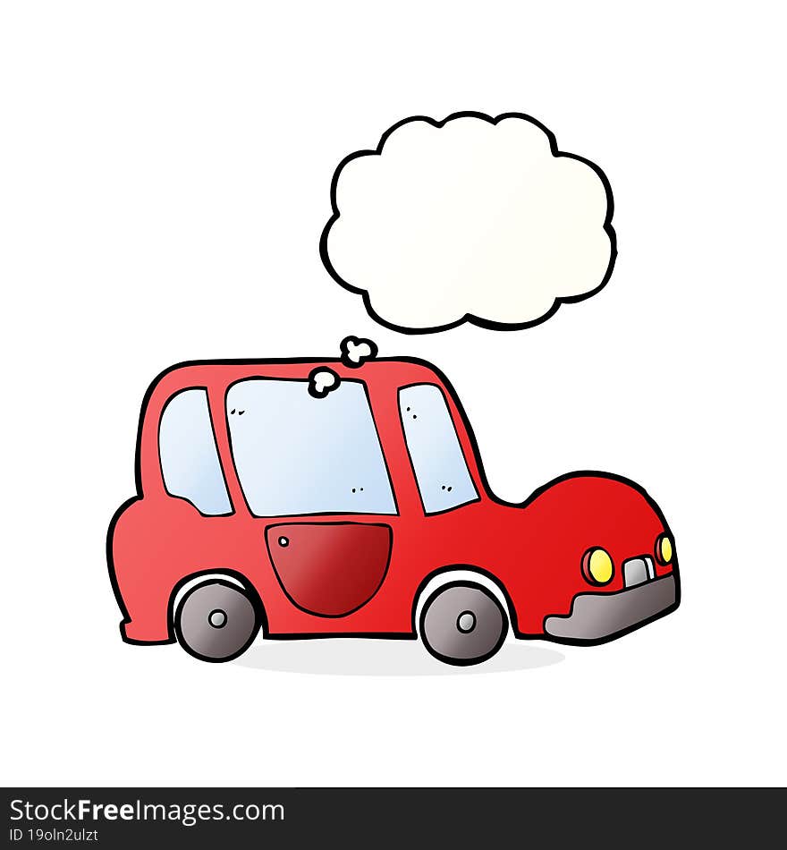 cartoon car with thought bubble