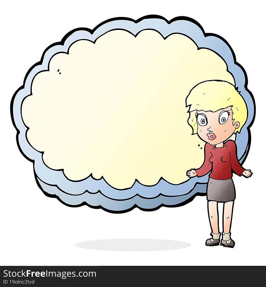 woman with text space cloud