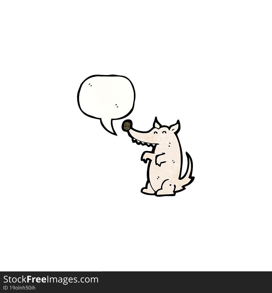 cartoon wolf with speech bubble