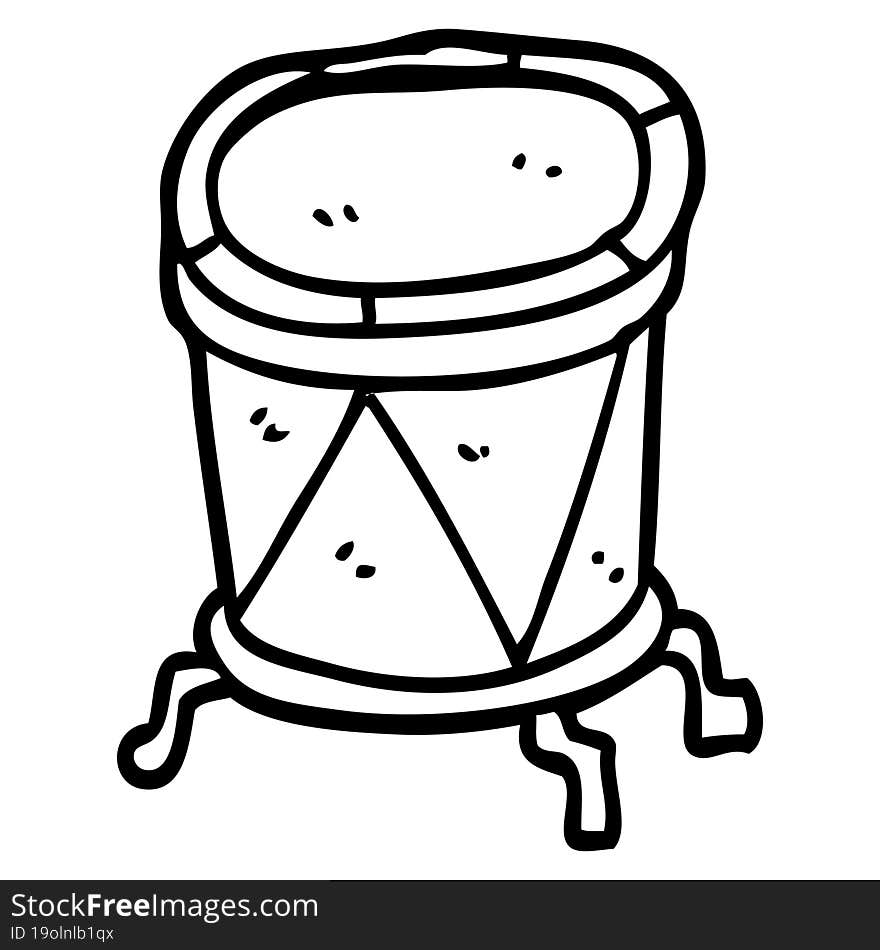 line drawing cartoon drum on stand