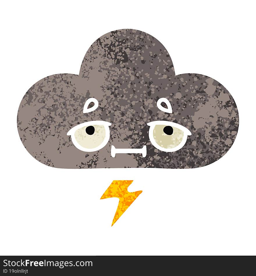 retro illustration style cartoon of a storm cloud