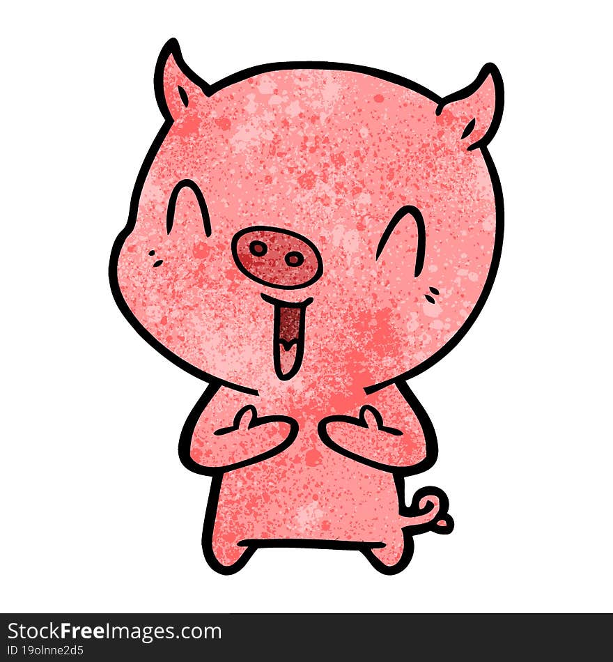 happy cartoon pig. happy cartoon pig