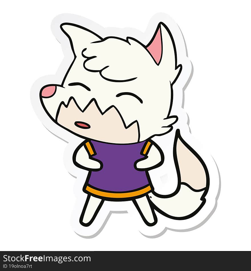 Sticker Of A Cartoon Fox